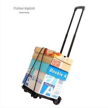 Összecsukható, hordozható kétkerekű bevásárlókocsi polipropilén és fém toldórúd szerkezettel; 10 darabos csomag; teherbírás 30 kg