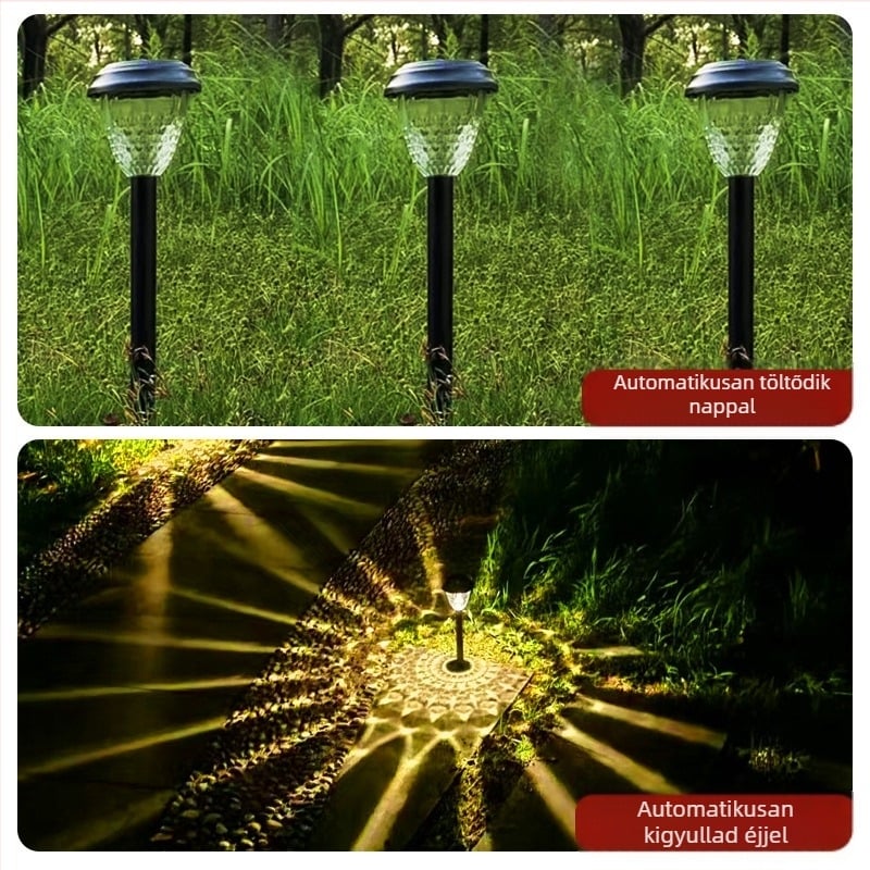 Virág alakú napelemes kerti lámpa, LED, Modell XHDM-2408, Üzemidő 6–12 óra, Élettartam 3 év, Feszültség 1,2V