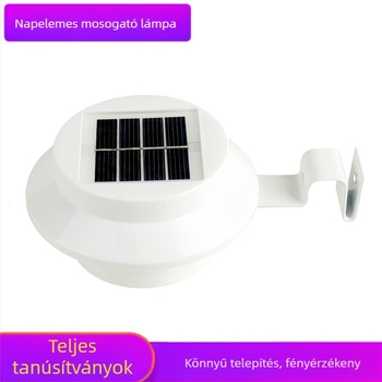 Napelemes kültéri LED lámpa, 3 LED, kerítés, eresz és kert világítás, mozgásérzékelővel
