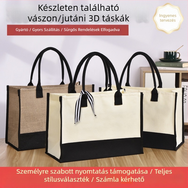 Modern laminált vászon tote táska logónyomtatással – nagy kapacitás, UV digitális nyomtatás és szitanyomás