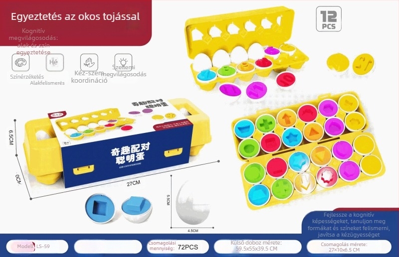 Montessori tojás formakereső puzzle – műanyag, Shang Yu márka, többfunkciós, OEM logó testreszabás, 4–6 éveseknek