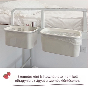 Ágy melletti függő tárolókosár, műanyag, többfunkciós, kampóval rögzíthető, 1 réteg, irodai és hálószobai tároláshoz