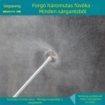 Réz szélmalom alakú forgó permetezőfej három sugárral, köd víz – külső menet, modell GQ601104, légköri nyomás, víz