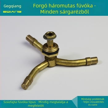 Réz szélmalom alakú forgó permetezőfej három sugárral, köd víz – külső menet, modell GQ601104, légköri nyomás, víz