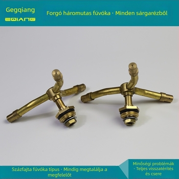 Réz szélmalom alakú forgó permetezőfej három sugárral, köd víz – külső menet, modell GQ601104, légköri nyomás, víz