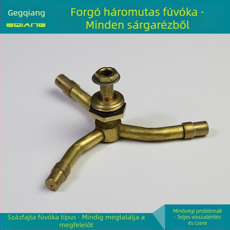 Réz szélmalom alakú forgó permetezőfej három sugárral, köd víz – külső menet, modell GQ601104, légköri nyomás, víz