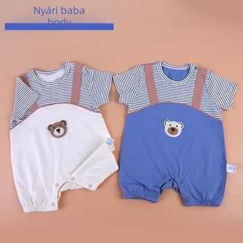 Baba rövid ujjú romper, vékony pamut 95%, nyárra, újszülötteknek (0–12 hónap)