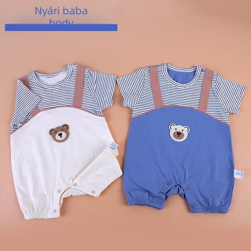 Baba rövid ujjú romper, vékony pamut 95%, nyárra, újszülötteknek (0–12 hónap)