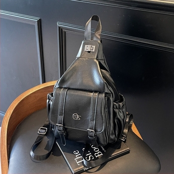 PU anyagú kis utazó multifunkcionális hátizsák, városi minimalista stílus, 2025 tavasz, fedéllel ellátott táska, belső cipzáras zseb