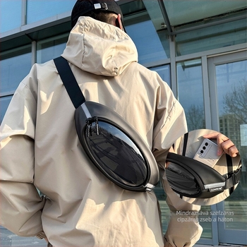 Férfi mellkas táska – PU anyag, vízálló, ultra könnyű, anti-theft, éjjeli láthatóságot biztosító visszaverődés
