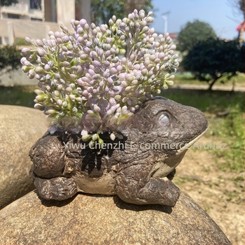 Hedgehog-Frog-Turtle virágcserép szobor szintetikus gyantából – modern kertdekoráció