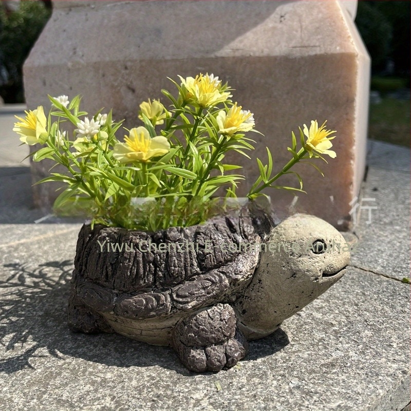 Hedgehog-Frog-Turtle virágcserép szobor szintetikus gyantából – modern kertdekoráció