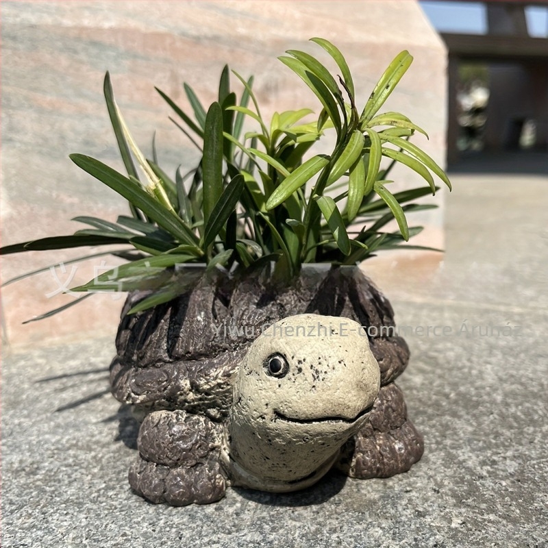 Hedgehog-Frog-Turtle virágcserép szobor szintetikus gyantából – modern kertdekoráció