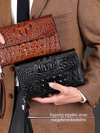 Férfi PU-clutch pénztárca, vízálló, nagy kapacitású, üzleti utazáshoz