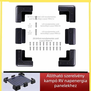 RV napelemtartó, ABS, 0,95 kg, injekciós formázású beépített réz anyákkal a közvetlen csavarozáshoz, ipari szabvány