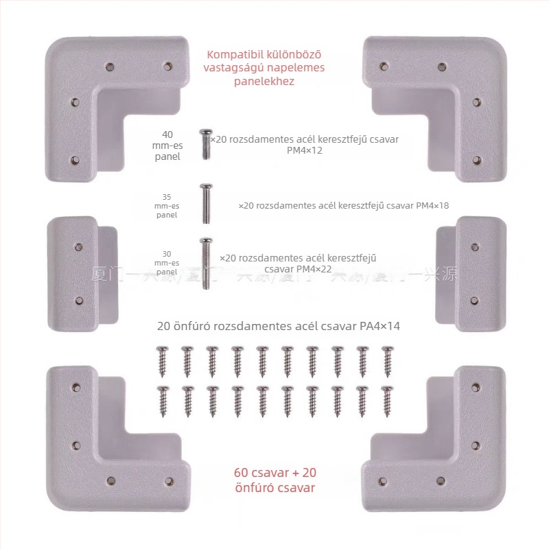 RV napelemtartó, ABS, 0,95 kg, injekciós formázású beépített réz anyákkal a közvetlen csavarozáshoz, ipari szabvány