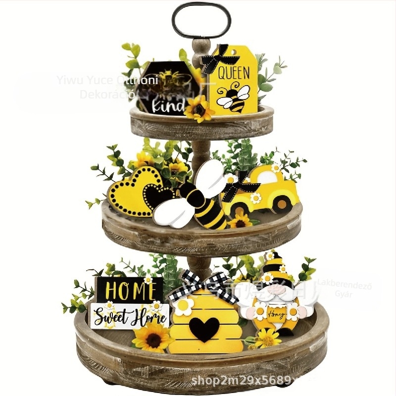 Rétegelt fa palettás dekor méhe motívummal - Yusen kézműves függők, modern minimalist stílus