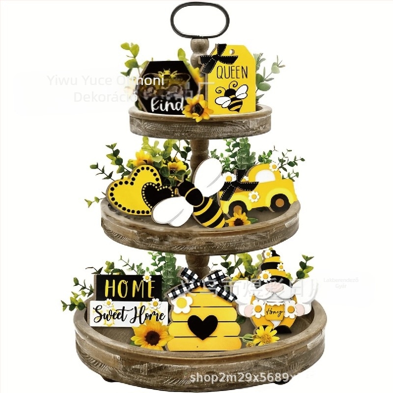 Rétegelt fa palettás dekor méhe motívummal - Yusen kézműves függők, modern minimalist stílus