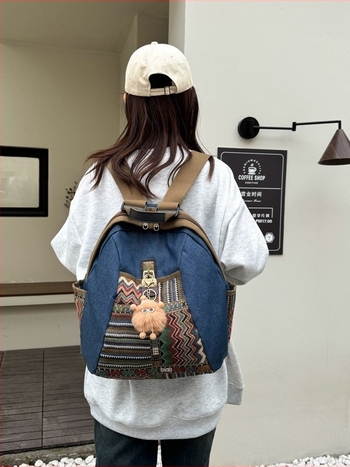 Denim utazó hátizsák, uniszex, kapacitás kevesebb mint 20L, 8 hüvelykes laptop kompatibilis, városi minimalista stílus