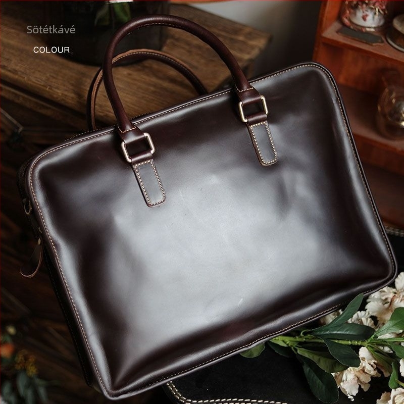 Valódi bőrből készült üzleti utazótáska – retro dizájn