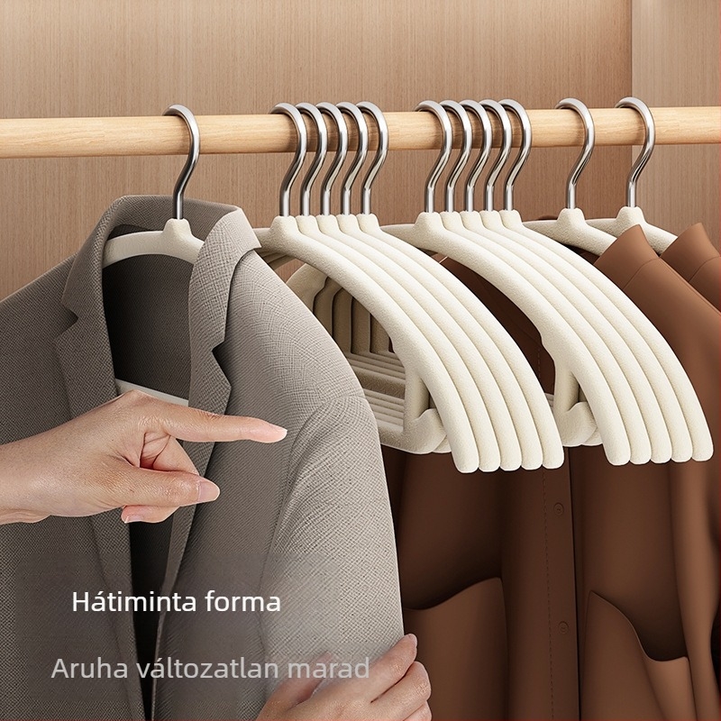 Flocking bevonatú ruhatartó akasztó, csúszásmentes, 10 darabos készlet, modern stílus