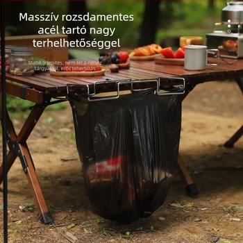 Hike Mount Rozsdamentes acél hulladékzsák akasztó, összecsukható asztaltartó kempingezéshez