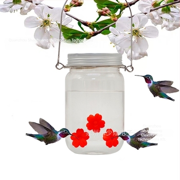 Kolibri víztápláló etető, áttetsző pohárral, Mason jar stílus, kültéri használat, gombos beállítás, IP44