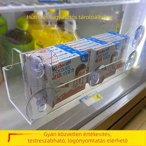 Átlátszó akril pohártartó szívókorongokkal a hűtőajtóhoz – tárolópolc