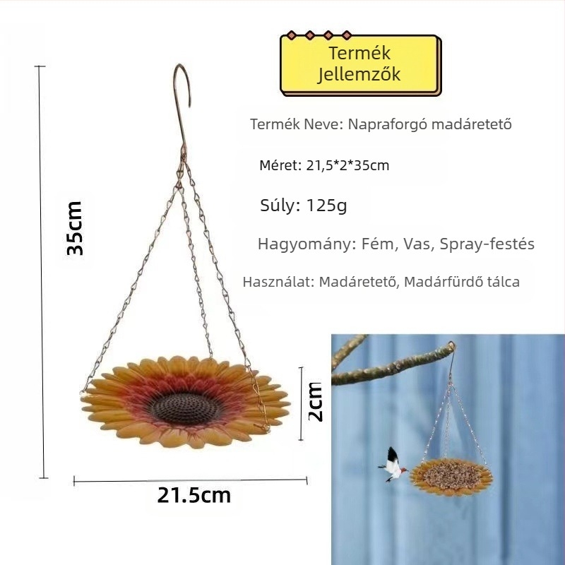 Vasból készült kerti akasztós madáretető napraforgó tányérral; Márka: Sincerity craftsmanship; Anyag: Vas; Dobozok száma: 56