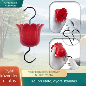 Nagy kapacitású vízitató etető kolibriknek, függő kivitelhez, hangyavédett horoggal
