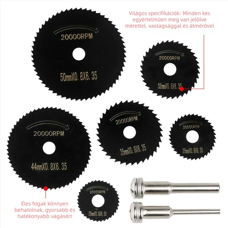 Magas sebességű acél vágólemezek készlet – 8 darab mini pengével, fa- és műanyag vágásához, elektromos csiszolóhoz (Xingweiqiang)