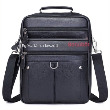 Férfi bőrtáska vállon - valódi bőr, elsőréteg bőr, poliészter bélés, üzleti út stílus, Modell 6008