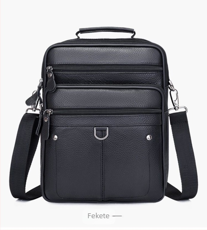 Férfi bőrtáska vállon - valódi bőr, elsőréteg bőr, poliészter bélés, üzleti út stílus, Modell 6008