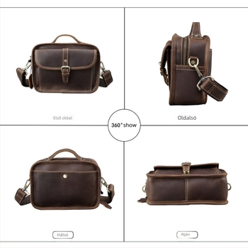 Férfi crossbody táska, valódi bőr, felső réteg marhabőr, kopásálló, Yue Long