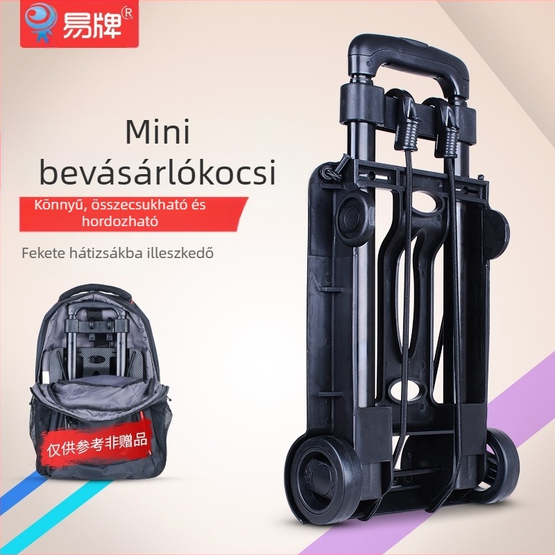 Kétkerekű bevásárlókocsi, összecsukható és hordozható, vas váz, teherbírás 30 kg, súly 2,0 kg