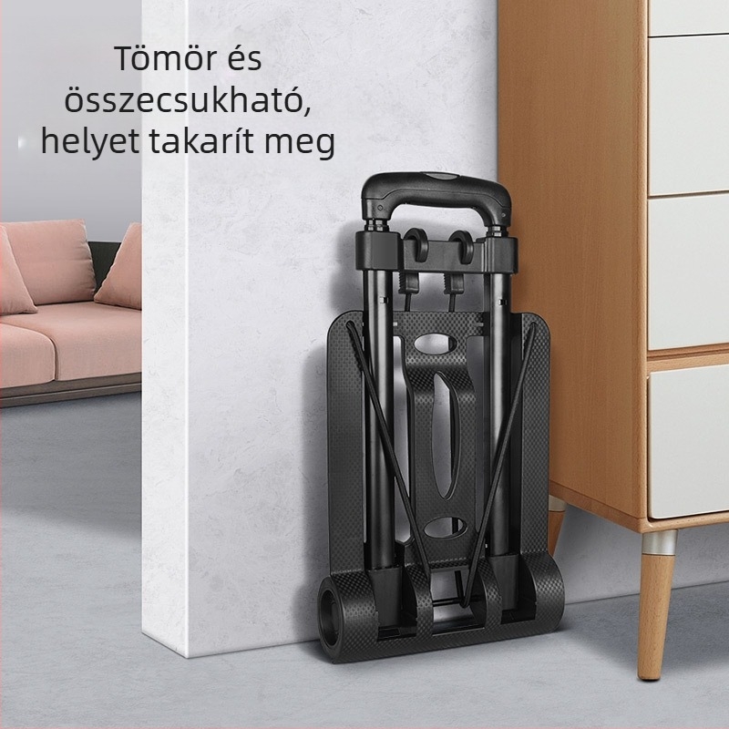 Kétkerekű bevásárlókocsi, összecsukható és hordozható, vas váz, teherbírás 30 kg, súly 2,0 kg