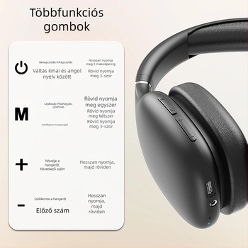 Játékos vezeték nélküli headset zajcsökkentéssel, Bluetooth 5.4, 10 m hatótávolság, 8 órán felüli akkumulátoridő, fejhallgató stílus, sztereó hang
