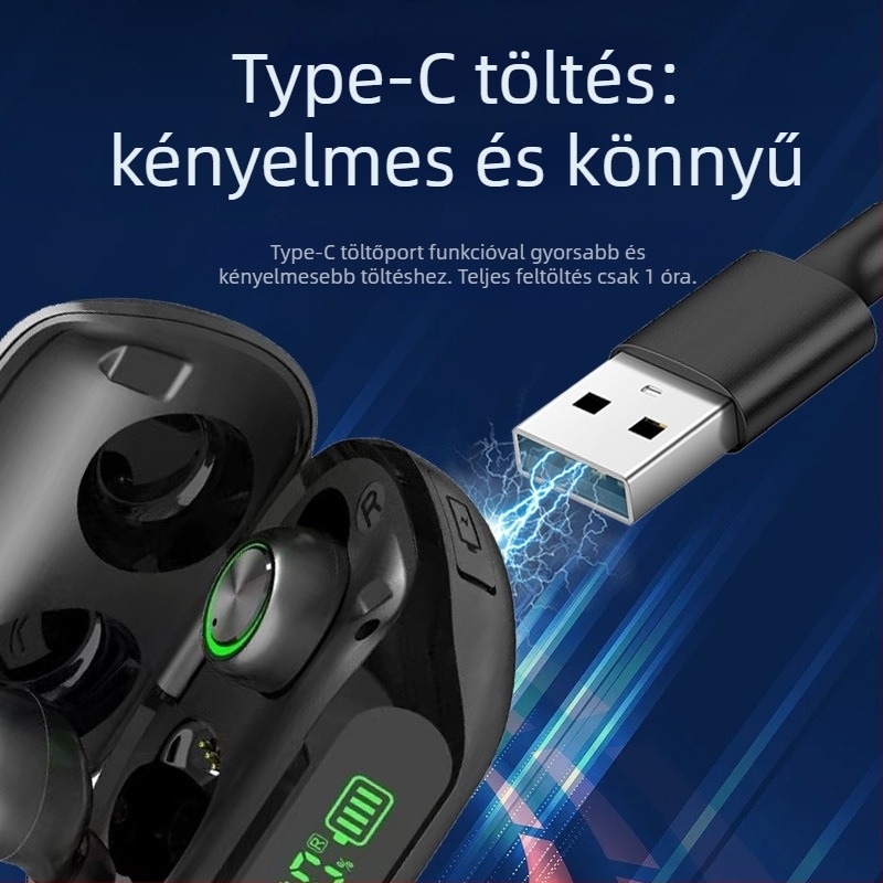 H66 True Wireless gaming fejhallgató – in-ear stereo, Bluetooth 5.3, IPX7 vízálló, több mint 8 óra akkumulátor-élettartam, NFC és digitális kijelző