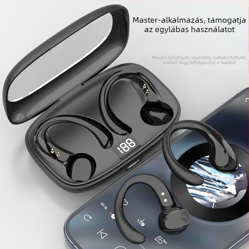 OWS-15 Fülre szerelt vezeték nélküli Bluetooth headset (Bluetooth 5.3+EDR; hatótáv 10 m; akkumulátor élettartam >8 h; zajcsökkentés; sztereó hang)