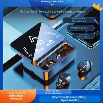 M48pro Bluetooth fülhallgató, kettős fülhallgató, tükrös felülettel és csúszó kijelzővel, Bluetooth 5.0, digitális kijelző, 10 m-ig terjedő tartomány, IPX4 vízálló, akkumulátor-élettartam 4–8 óra.