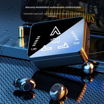 M48pro Bluetooth fülhallgató, kettős fülhallgató, tükrös felülettel és csúszó kijelzővel, Bluetooth 5.0, digitális kijelző, 10 m-ig terjedő tartomány, IPX4 vízálló, akkumulátor-élettartam 4–8 óra.