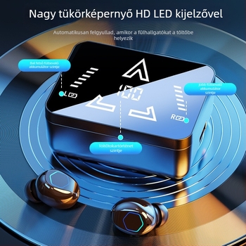 M48pro Bluetooth fülhallgató, kettős fülhallgató, tükrös felülettel és csúszó kijelzővel, Bluetooth 5.0, digitális kijelző, 10 m-ig terjedő tartomány, IPX4 vízálló, akkumulátor-élettartam 4–8 óra.