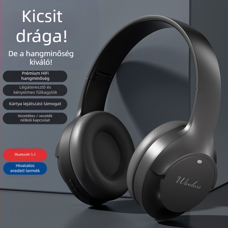 Sportos vezeték nélküli Bluetooth fülhallgató fejpántos kialítással, BT 5.3, 10 m hatótáv, sztereó hang, IPX3, 0–4 h akkumulátor