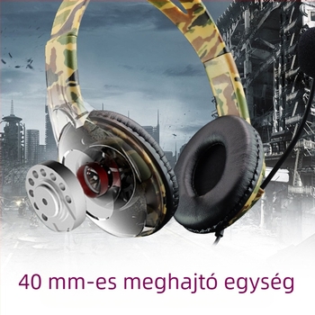 Vezetékes gamer fejhallgató mikrofonnal, 40 mm meghajtók, 3,5 mm csatlakozó, frekvencia-tartomány 20–20 000 Hz, impedancia 32 Ω