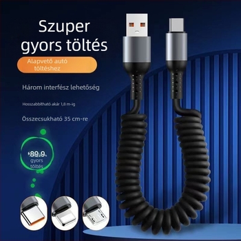 Pin Lida 3 az 1-ben gyorstöltő kábel Lightning/Micro USB/Type-C, PVC, 120W