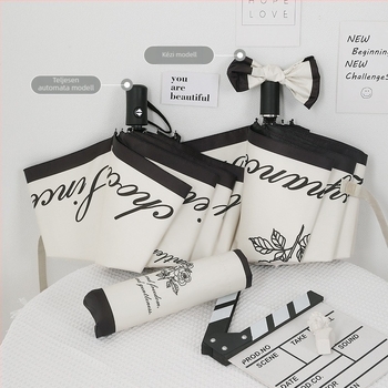 Napsütés és eső kettős használatú esernyő, automata nyitású, összecsukható tri-fold, 8 bordával, UPF >50, poliészter anyag