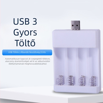 XL USB5/7 univerzális 4‑slotos akkumulátortöltő, bemenet 5V 2A, kimenet 1.2V 0.25A×2, CE tanúsítvány