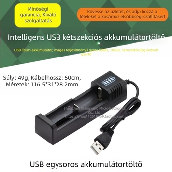 Kamai Electronics USB nagy teljesítményű gyors töltő 18650-es akkumulátorokhoz, támogatja az egy- vagy két rekesz töltést