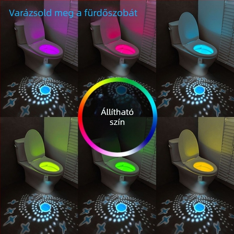 WC éjszakai fény vetítéssel, indukciós érzékelő, beépített akkumulátor, intelligens vezérlés