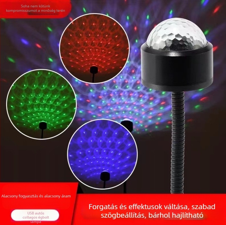 USB-s autó belső hangulatvilágítás csillagos ég vetítéssel
